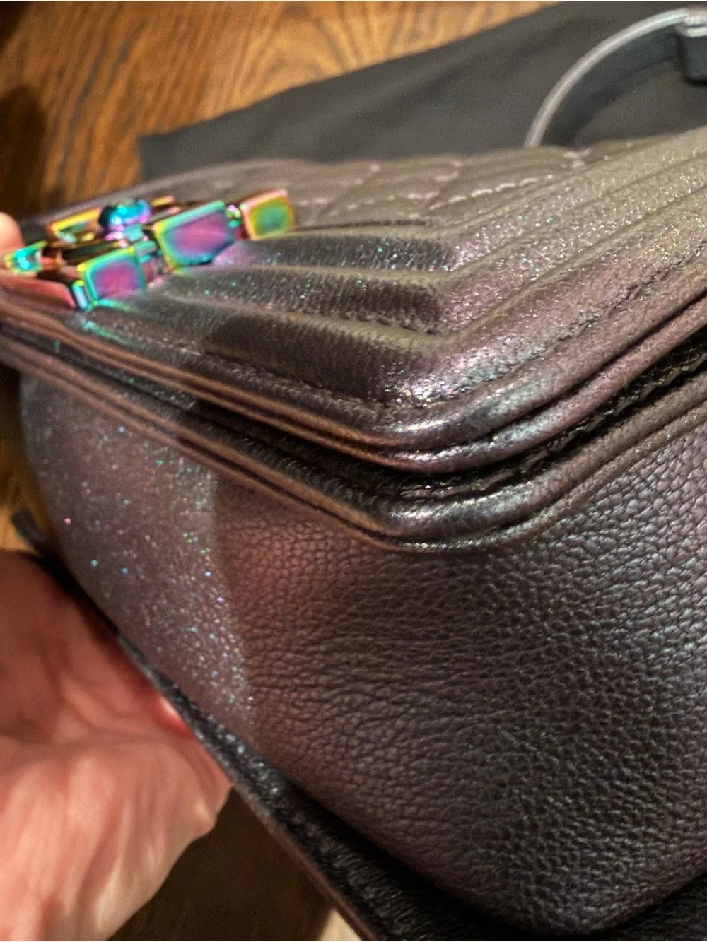 Chanel Small Boy Bag Iridescent Purple Goatskin with Mermaid Hardware